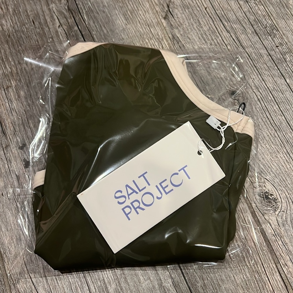 Salt Project Olive Cream Sculpt Borderline Sports Bra Athletic Crop Tank Top NWT - Picture 9 of 11